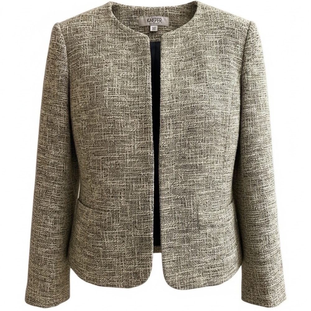 Kasper Women's Green, Black, & White Tweed Blazer. Women’s‎ Size 10